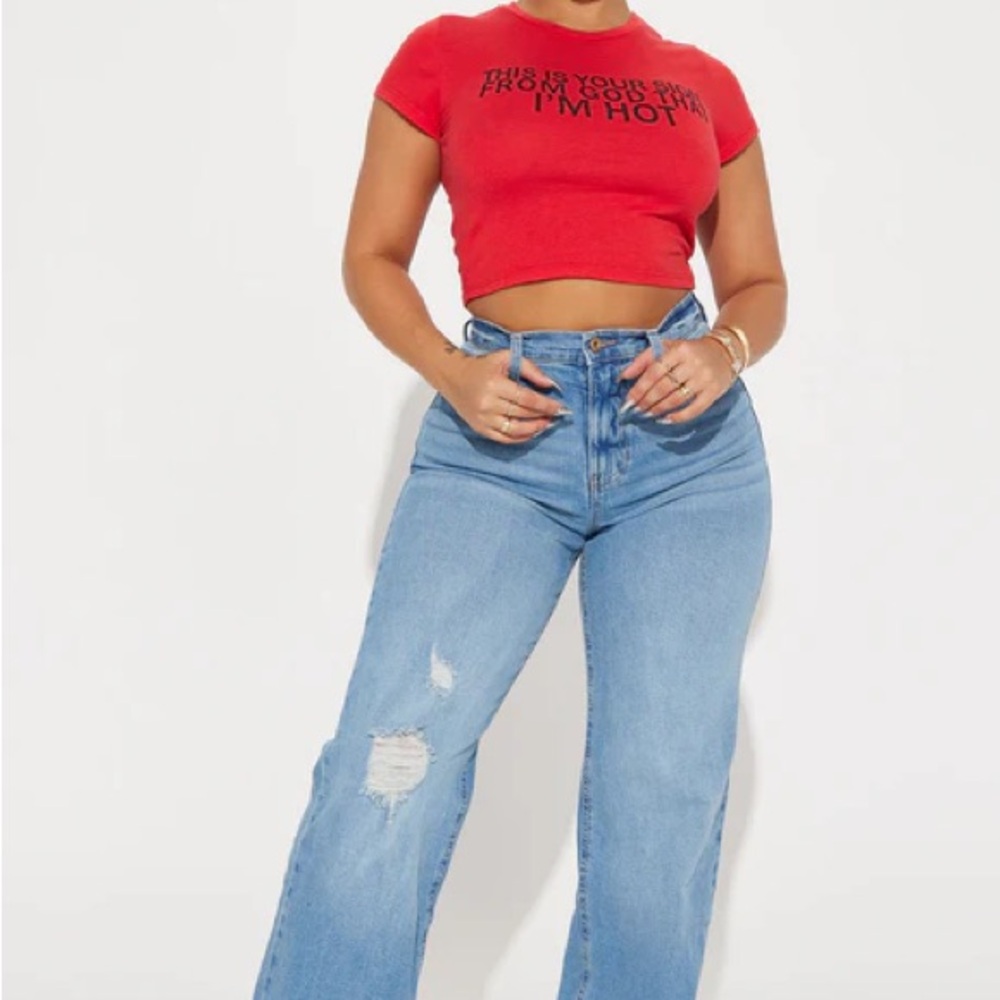 Fashion Nova Blue Flare Wide Leg Jeans
